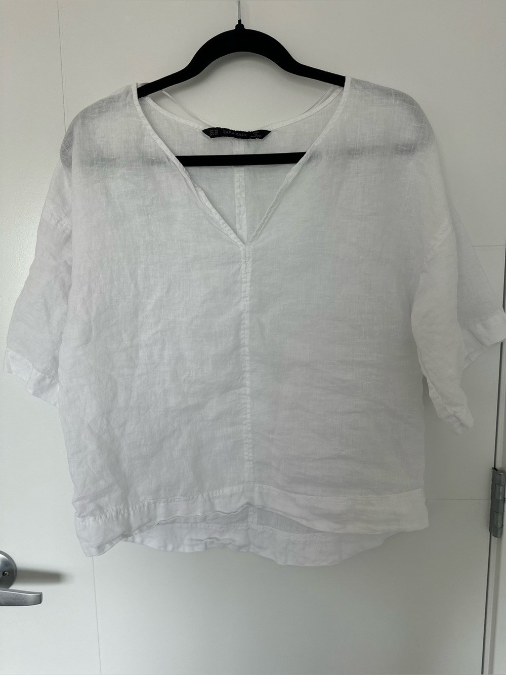 Zara White Linen Tunic Top